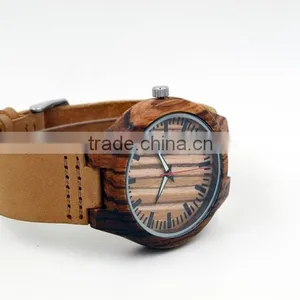 Hot Sale Cheap Wooden Watch Leather Strap Watch Mens Watches Natural Wooden Wrist Watch for Men or Women thumbnail-2