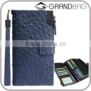 Business Men Card Holder Long Style Clutch Multifunction Wallet High Capacity Ostrich Leather Gift Purse for Businessmen thumbnail-1