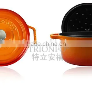 Trionfo Orange Pot Pre-seasoned Cast Iron Cookware Enamelled Casserole thumbnail-1
