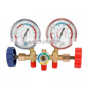 Conjunto de manómetros de colector de bronce CT-536 B para sistema de refrigeración HVAC, aire acondicionado automático, recarga de AC R134A, R22, R12, manguera de recarga de AC thumbnail-4