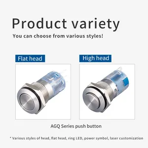 Ip67 16mm Flat Head 250v 1no1nc Push Button Switch Reset thumbnail-2