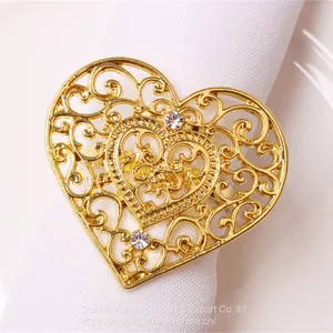 Cheap Wholesale Luxury Heart Shaped Napkin Ring Holder For Wedding Table thumbnail-1