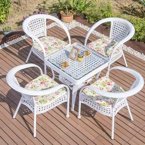 White Dining Chair Rattan Garden Outdoor Patio Chairs thumbnail-1