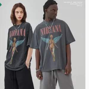 Vintage Men′s and Women′s Short-Sleeved T-Shirts With High Street Print thumbnail-1
