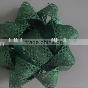 2014 the Newest Design Glitter With Lace Decorative Border Star Bows or Garland Ribbon Flower For Christmas/Wedding Celebration thumbnail-6