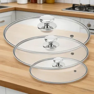G Type Glass Pot Lid Food Safe Material With Steam Vent Durable Structure for Household Kitchen Cookware Daily Cooking Accessories thumbnail-1