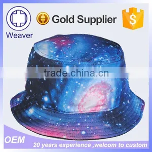 Custom Unisex Summer Folding Wide Brim Cotton Galaxy Cheap Bucket Hat / Cap thumbnail-3