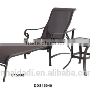 Outdoor 2 Pcs Steel Sling Bench Set With Side Table thumbnail-1
