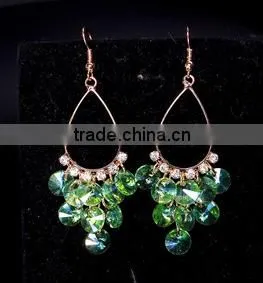 China Wholesale Fashion Jewelry Light Green Beads Tassel Drop Earrings thumbnail-2