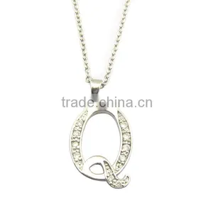 High Quality Letter Q Pendant Silver Pendant Necklace thumbnail-1