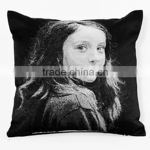 2016 Hotsale 100% Cotton Wholesale Printed Portrait Cushion, Black and White Jacquard Cushion thumbnail-5