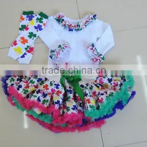 2013 New Arrival ! Party Pettiskirt Set for Saint Patrick's Day,Clover Skirt and Top,leg Warmer in Set thumbnail-1
