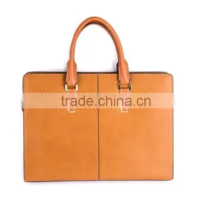 Mens Top Layer Real Cow Leather Shoulder Briefcase 14 Inch Laptop Bag Tote Bag thumbnail-2