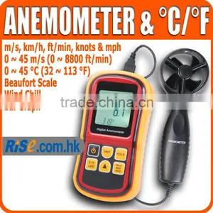 Thermometer 0~45m/s Velocity C / F Bar Graph Surf Wind Speed Meter Anemometer thumbnail-1