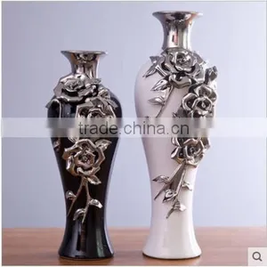 Black and White Wedding Electroplated Ceramic Vase With Flower thumbnail-1