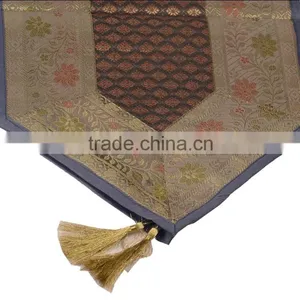 Placemats and Coaster in Navy Blue Color Indian Silk Table Runner thumbnail-5