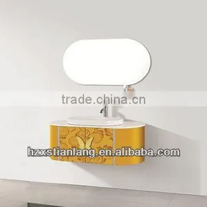 Nice Oval Style Stainless Steel Vanity With Mirror thumbnail-1