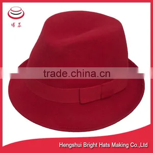 High Quality Wool Felt Little Fedora Hat Trilby Hat With Bowknot thumbnail-2