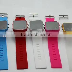 Unisex Fashionable Silicone Sport Mixed Colorful Color Led Mirror Watches thumbnail-3