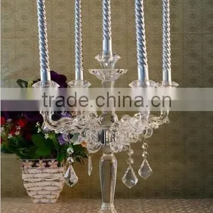 Gorgeous Crystal Doule Pillar Tall Glass Candle Holders / Crystal Candlesticks for Wedding Quality Choice thumbnail-1