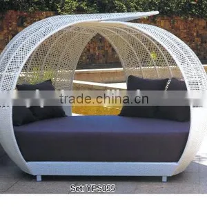00 Rattan Outdoor Furniture Graceful Sunbed Furniture Canopy Garden Sofa Bed YPS055 thumbnail-1