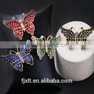 Brass Cooper Butterfly Rhinestone Brooch thumbnail-1