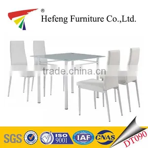 1+4 Glass & Metal Dining Table Set thumbnail-1