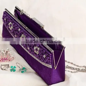 Ladies Beaded Evening Satin Party Bag thumbnail-4
