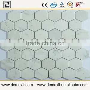 2" Hexgon Italian Calacatta Gold Marble Mosaic for Prefab Homes thumbnail-1