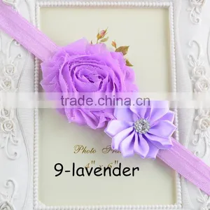 Solid Grosgrain Ribbon Headwear, Kids Girl Chiffon Flower Headband Elastic Hair Band Hair Tie Mixed Colors thumbnail-3