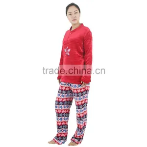 Kevince Polyester Women Flannel Pyjama Set Snowflake Knitted 1000pcs up OEM Factory Directly thumbnail-1