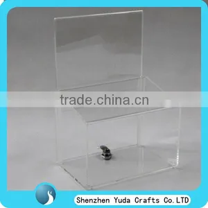 High Quality Customized Transparent Acrylic Transparent Donation Boxes With Lock and Key Cheap thumbnail-1