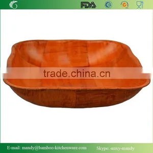 W622 Wooden Woven Snack Bowl, Woven Salad Bowl thumbnail-4