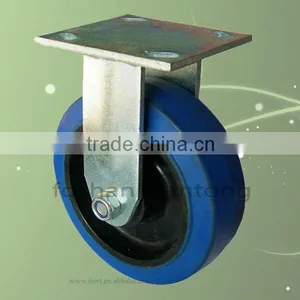 5 Inch Top Plate Heavy Duty Blue Rubber Swivel Hardware Casters thumbnail-2