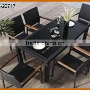 Rattan Dining Table Chair Set With Wood Arm thumbnail-1