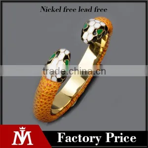 2016 New Arrival Stainless Steel Gold Plated Bracelet Jewelry Women Vintage Leather Bangle thumbnail-1