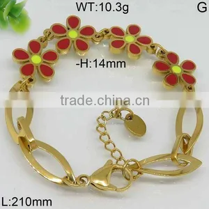 Charming Red and Yellow Flower Golden Charms Bracelet thumbnail-1