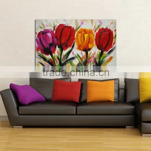 Handmade Custom Abstract Daisies Flower on Vase Oil Painting for Glass thumbnail-1