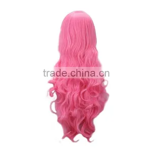 High Quality Pink Wavy Wigs Wholesale Cheap Synthetic Wigs Cosplay Wigs thumbnail-3