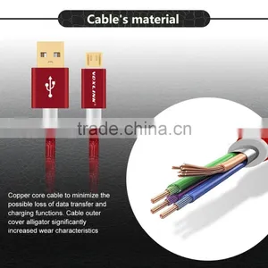 VOXLINK Crocodile Gold Plug Mirco Usb Cable Sync Date Charging Cable Micro Red 1m thumbnail-6