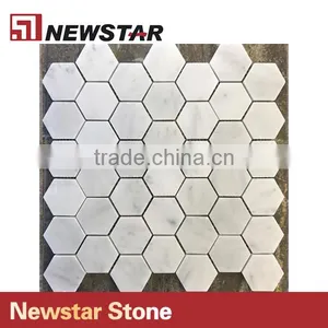 Newstar White Marble Hexagon Tile Designs Bianco Bathroom Floor Mosaic thumbnail-1