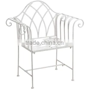 Iron Garden Seat in Antique White thumbnail-2