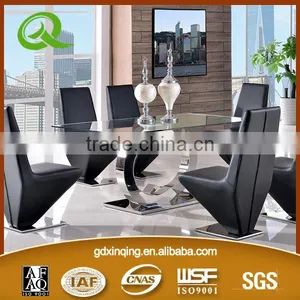 TH286 Modern Glass Top Stainless Steel Dining Table Furniture thumbnail-6