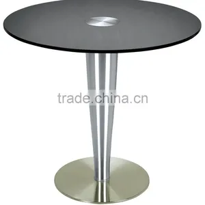 Tempered Glass Top Brushed Aluminum Base Cocktail Table Bar Table Dining Table YY-A006 thumbnail-1