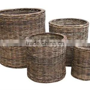 2012 Nice Style/4pcs Round Shape Planter/solid Metal Frame/water Hyacinth/natural Material Planter/basket thumbnail-1