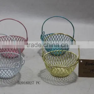 Round Metal Gift Basket With a Handle for Wedding Decoration thumbnail-3