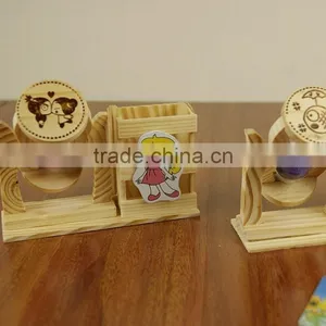 Wooden Pen Pencil Holder With Hourglass thumbnail-1