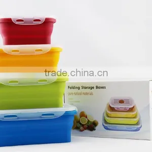 Set of 4 Collapsible Silicone Food Container/foldable Silicone Food Storage Container thumbnail-1