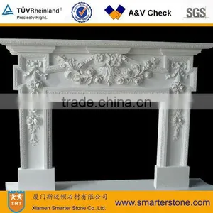 White Marble Indoor Fireplace thumbnail-1