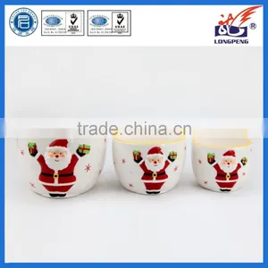 Glazed Finishing and Dolomite Ceramic Type Santa Claus Flowerpot Planter for Christmas Ornaments thumbnail-1
